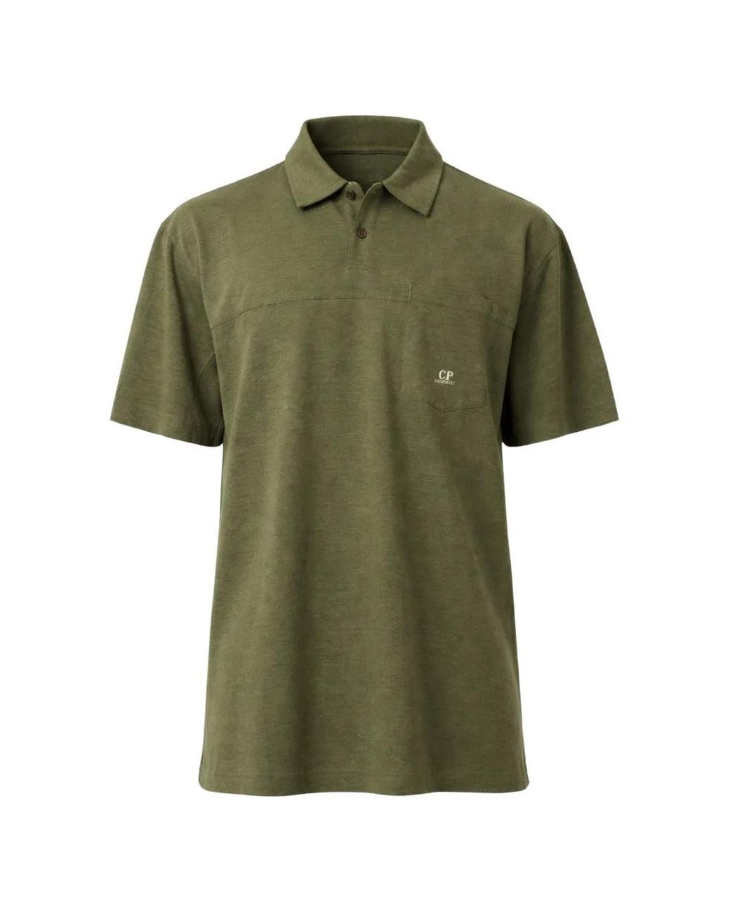 C P Company Green 20/1 Jersey Plated Polo for men