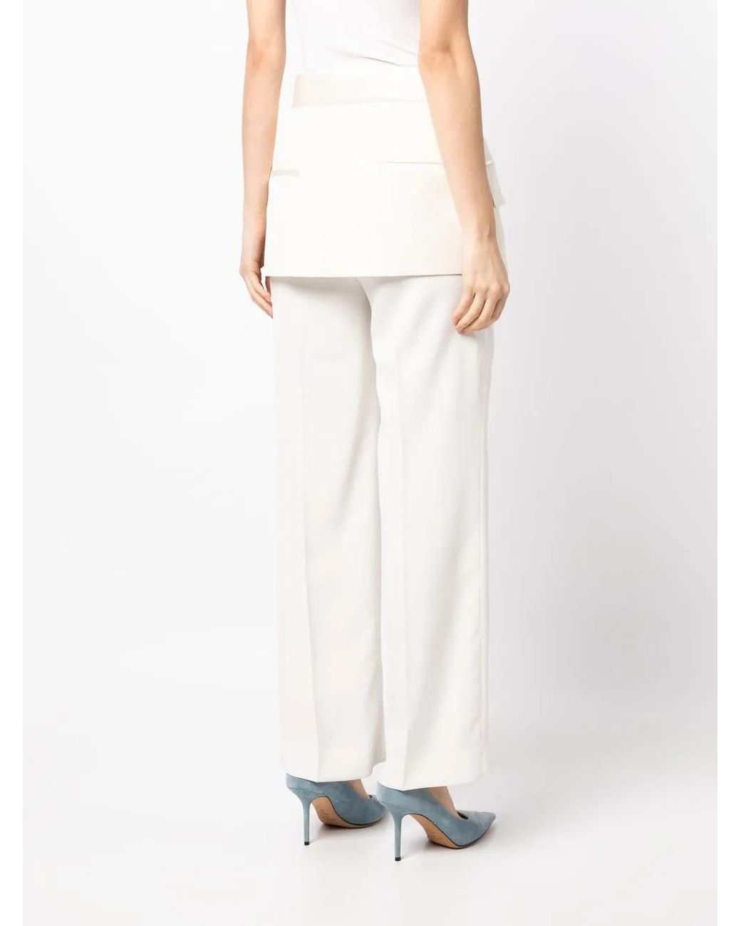 Dice Kayek White High-Waisted Peplum Belt Skirt