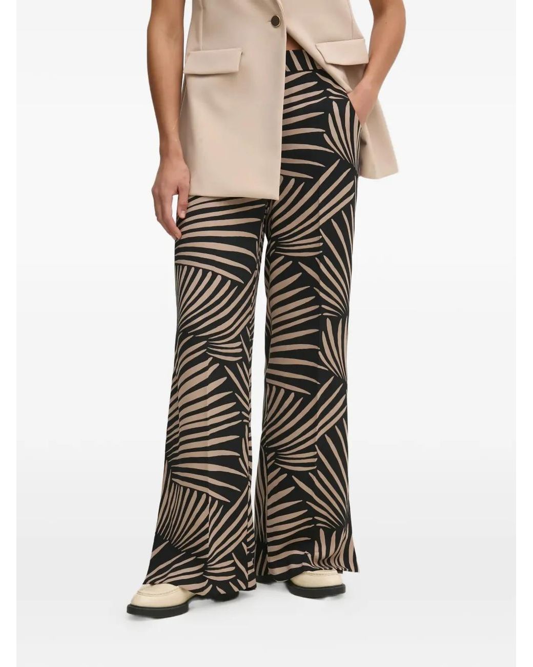 Joseph Ribkoff Black Abstract-Print Split Trousers