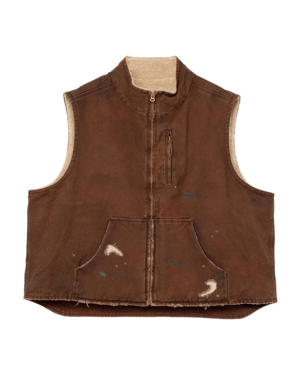 KAMIYA Brown Fleece-Lined Vest for men
