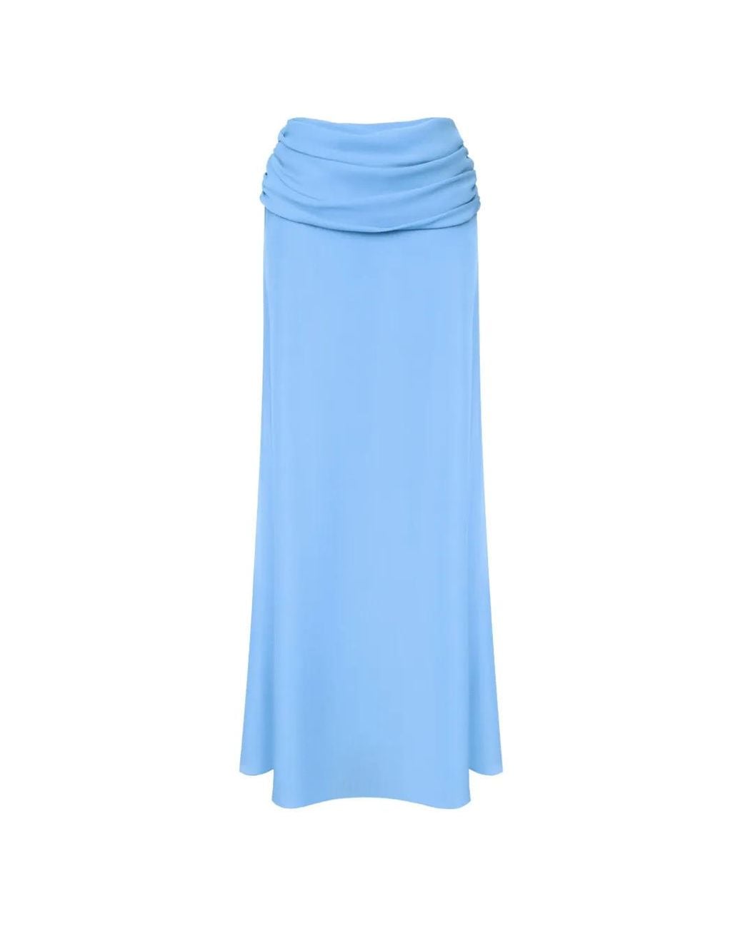 POST MERIDIEM Blue Draped Chiffon Maxi Skirt