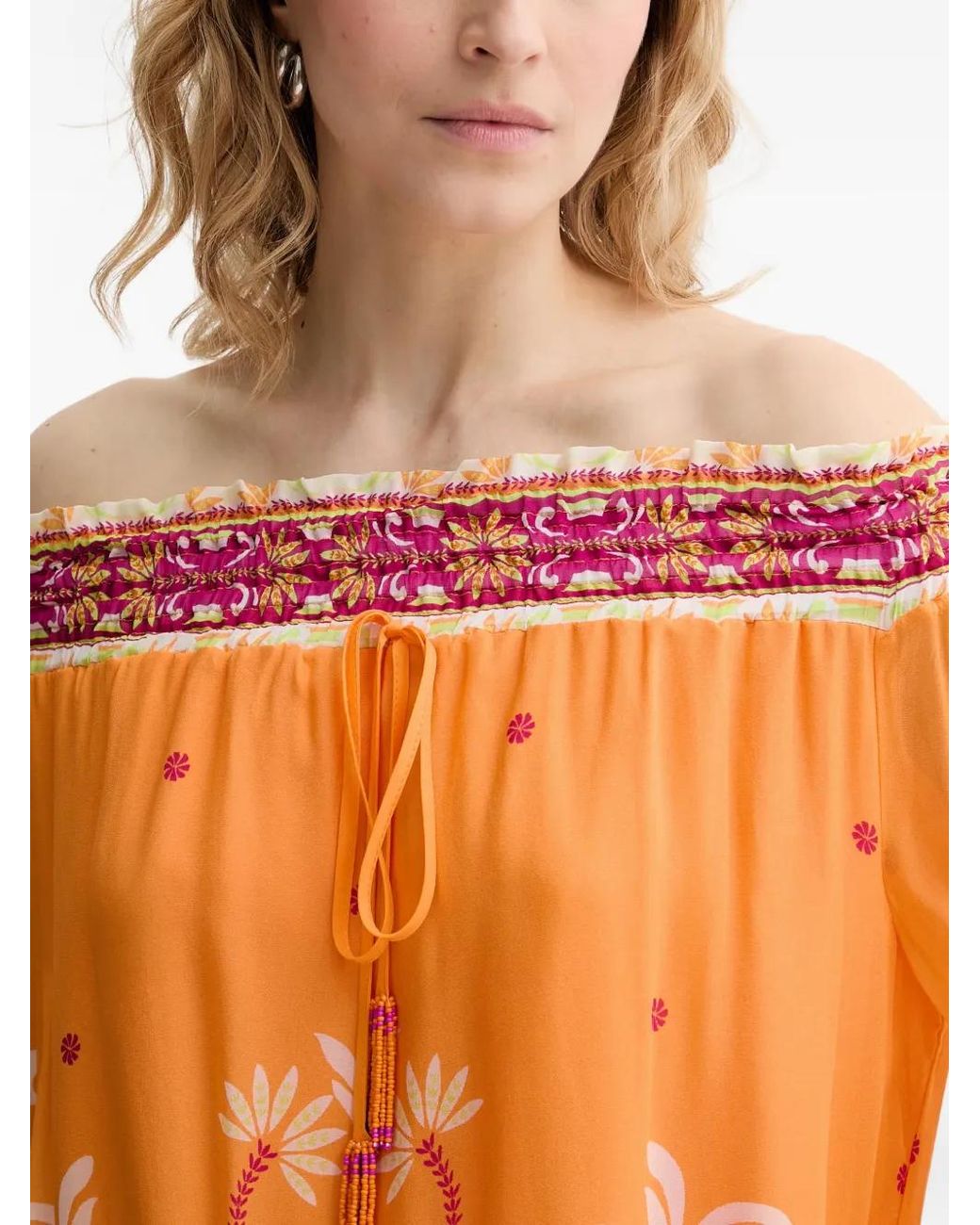 Twinset Orange Printed Georgette Blouse