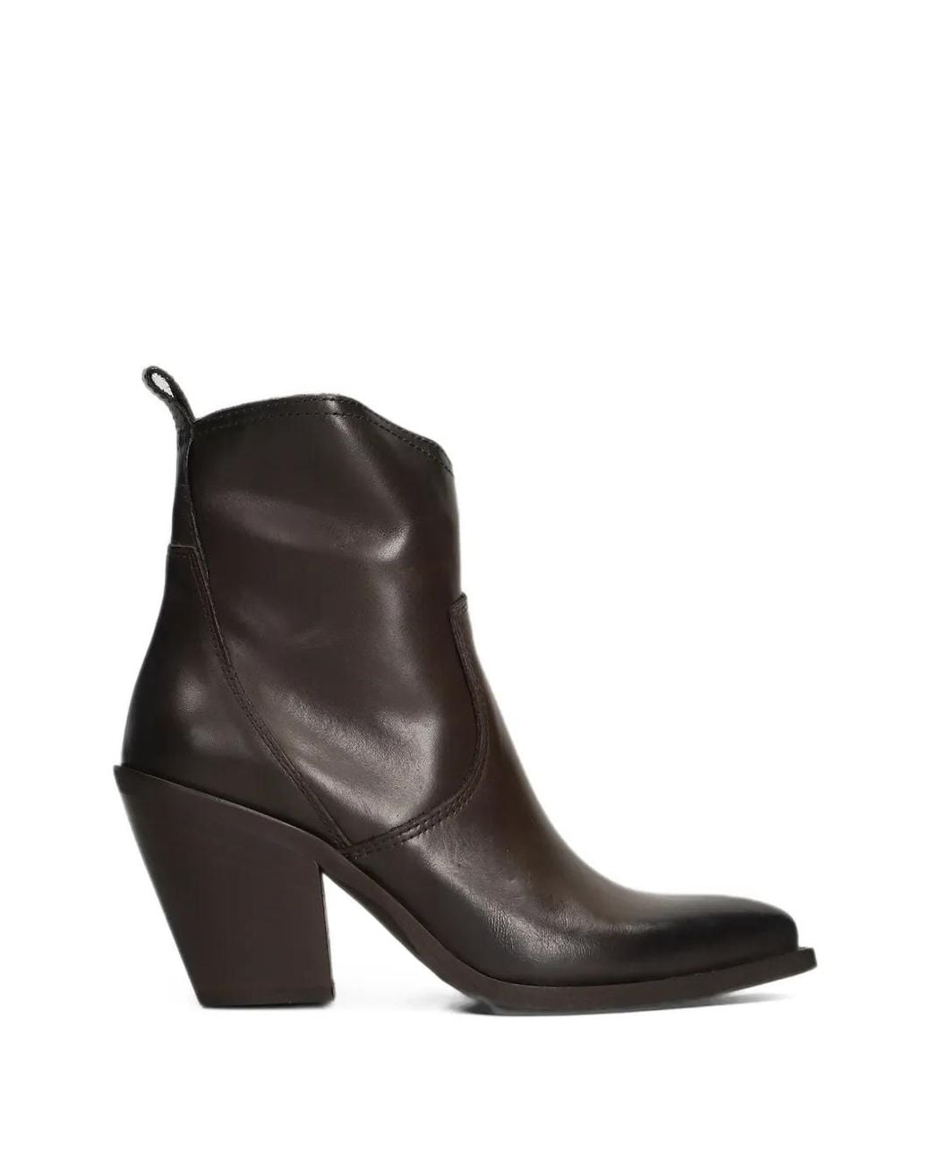 METISSE Black Texan Stitching-Detail Pointed-Toe Ankle Boots