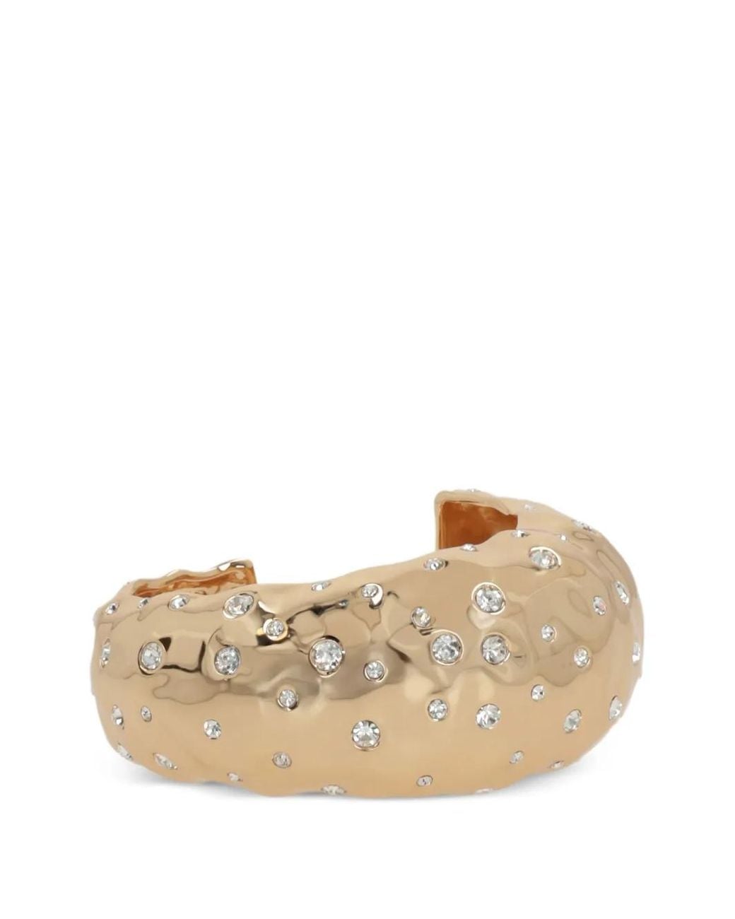Self-Portrait Natural Hammered Crystal-Embellished Cuff Bracelet