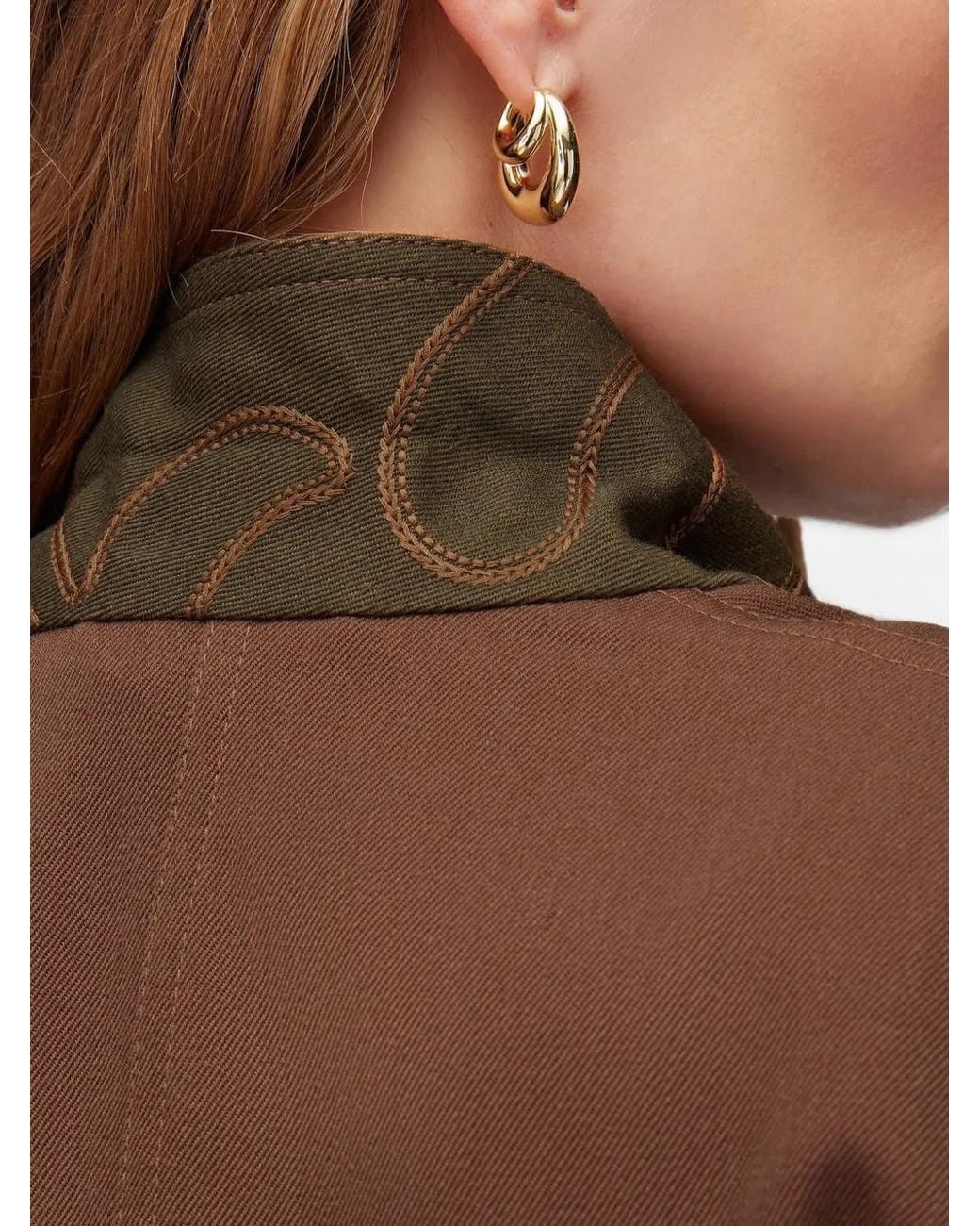 RETORI Brown Belted Denim-Effect Jacket