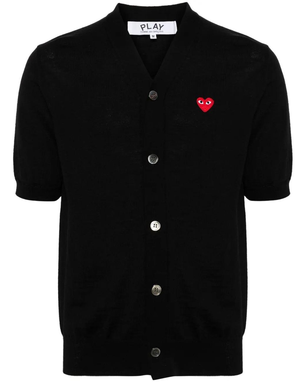COMME DES GARÇONS PLAY Black Logo-Patch Short-Sleeve Cardigan