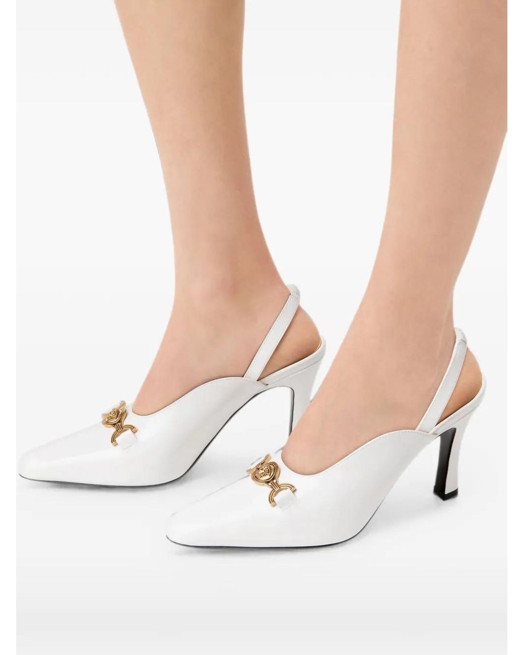 Versace White Marisa Patent Slingbacks 90 Mm