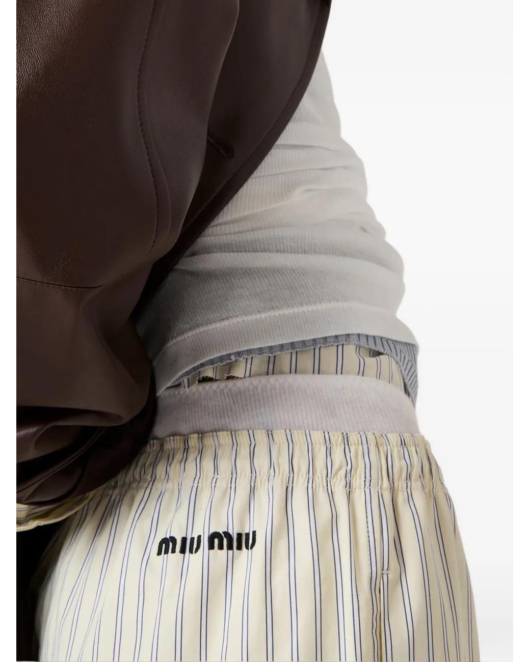 Miu Miu White Striped Poplin Pajama Pants