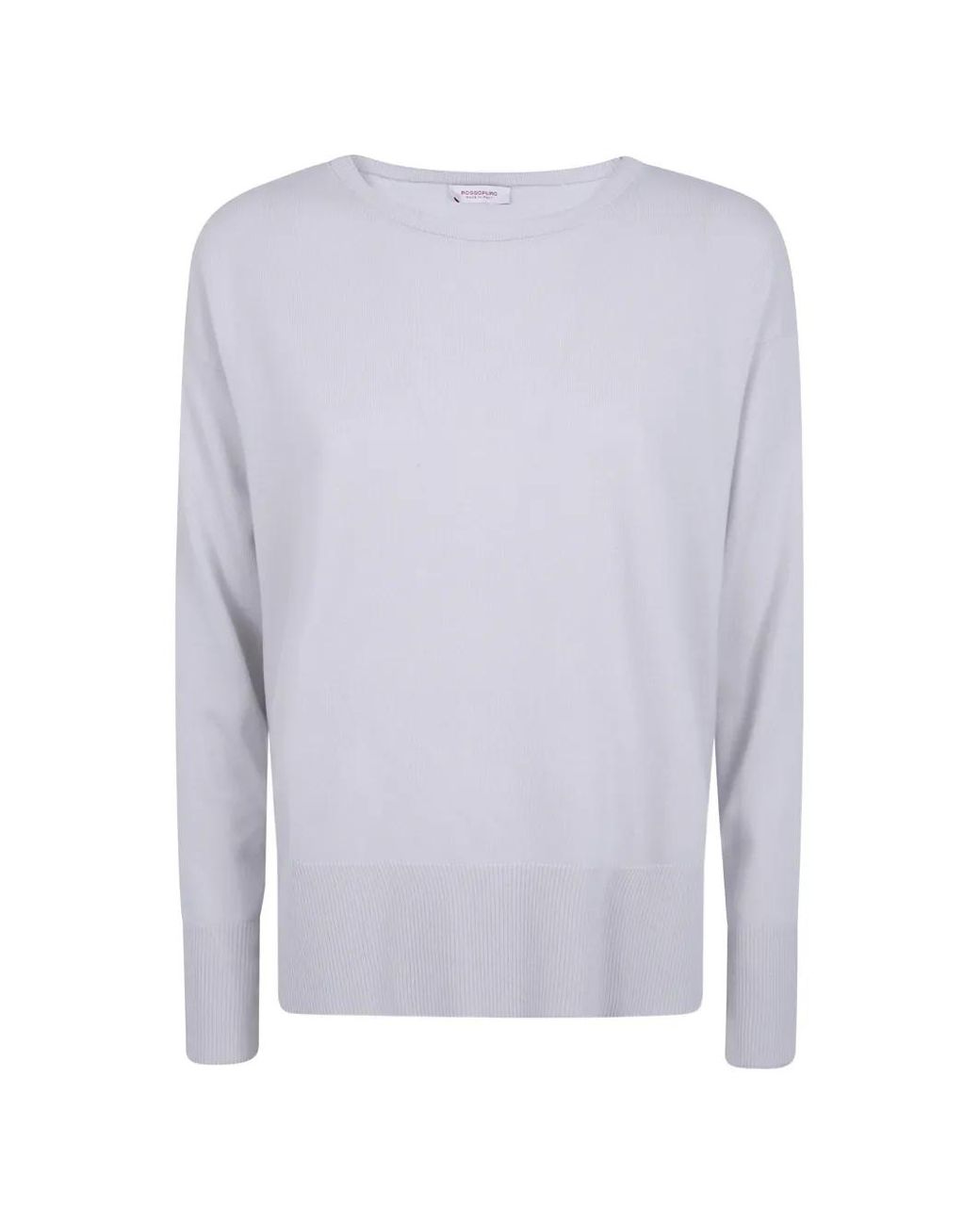 Rossopuro White Crew-Neck Wool Sweater