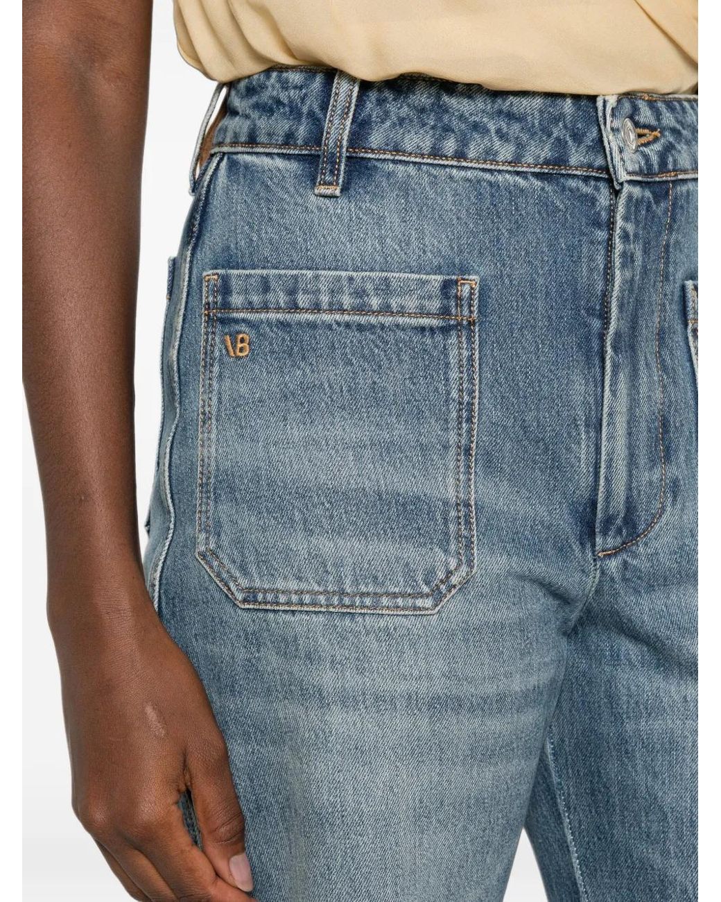 Victoria Beckham Blue Jean Ample À Poches Plaquées