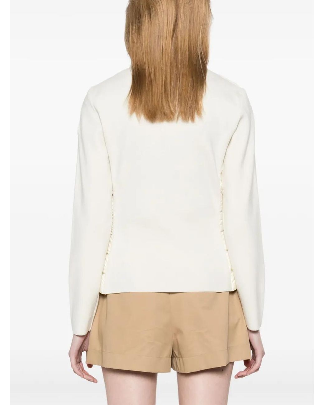 Moncler White Gefütterte Jacke Mit Logo-Patch