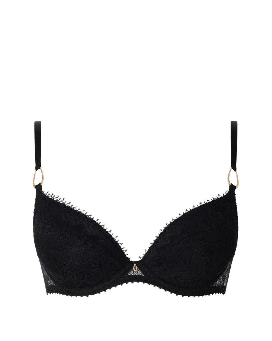 Aubade Black Flawless Love Lace-Trim Push-Up Bra