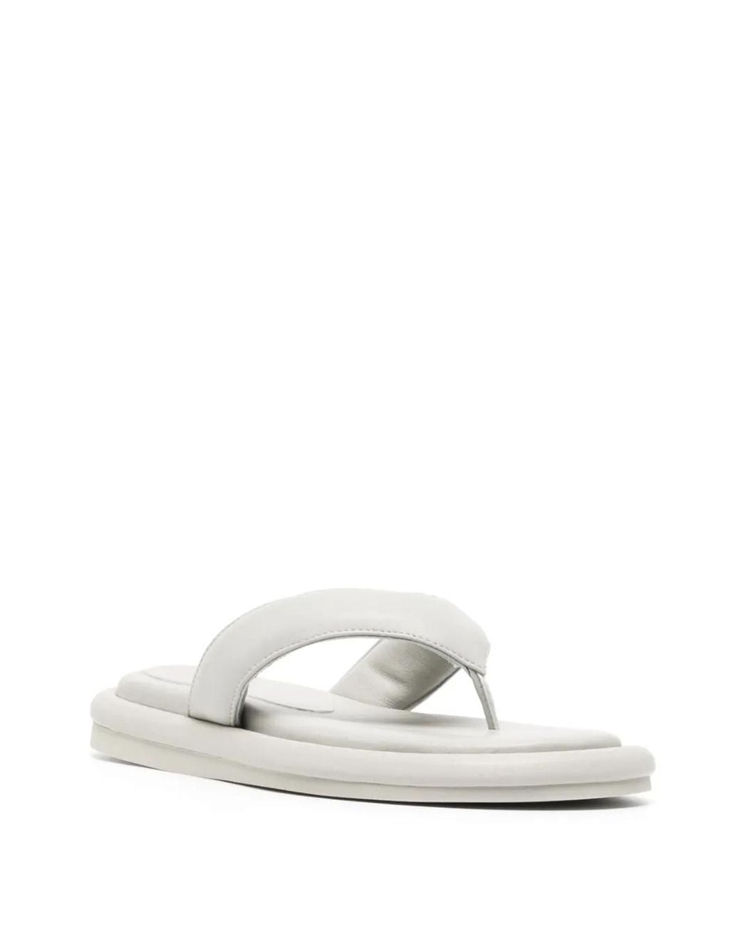 Gia Borghini White Padded Leather Flip-Flops