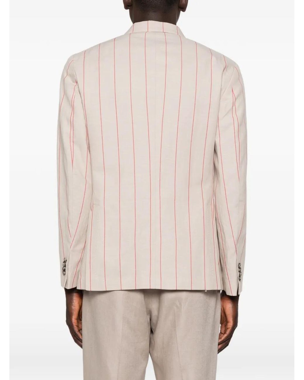 Manuel Ritz Natural Double-Breasted Striped Blazer for men