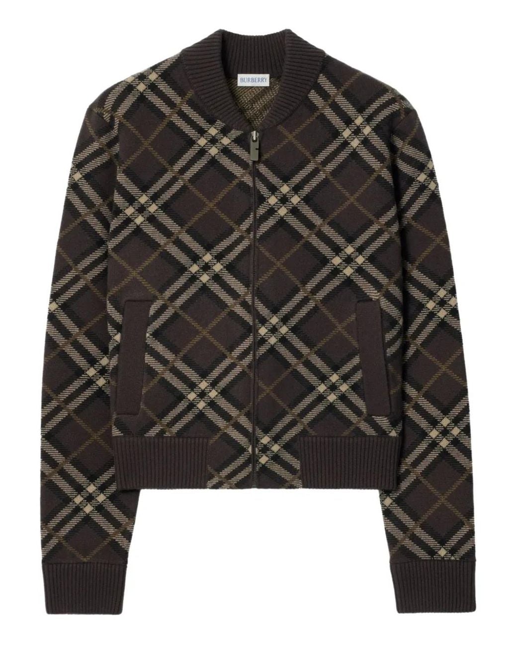Chaqueta Bómber A Cuadros Con Cremallera Burberry de color Black