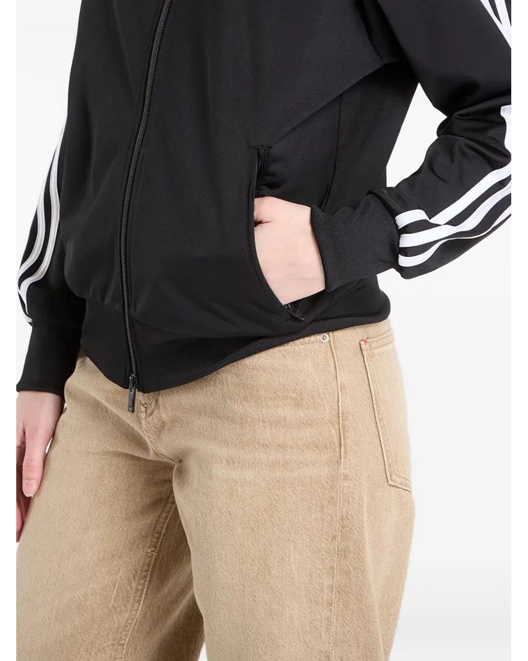 Adidas Black Three-Stripe Zip-Up Sweatshirt