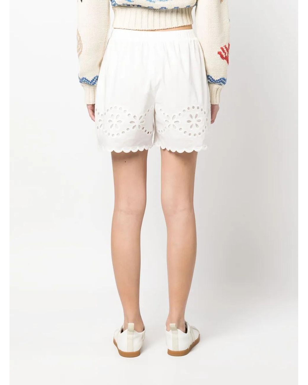 RED Valentino White Cut-Out Detailing Shorts