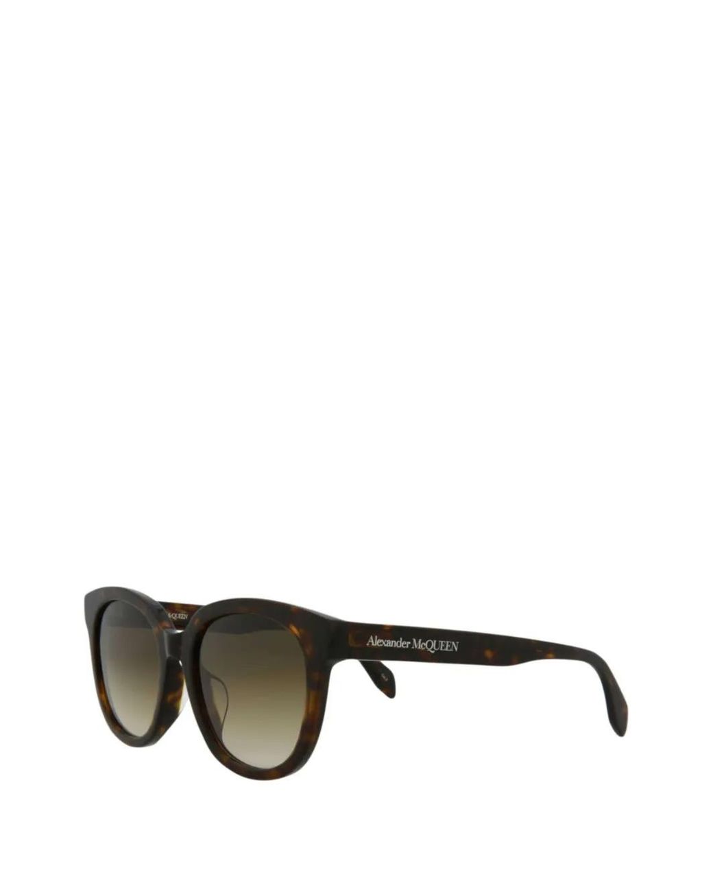 McQueen Brown Tortoiseshell-Effect Round-Frame Sunglasses