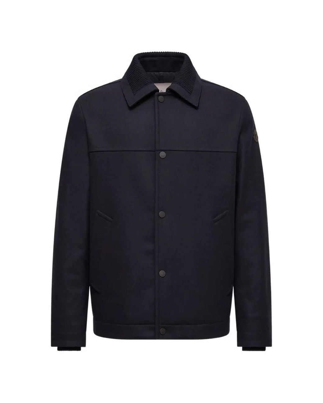 Moncler Black Emilion Wool Blend Shirt Jacket for men