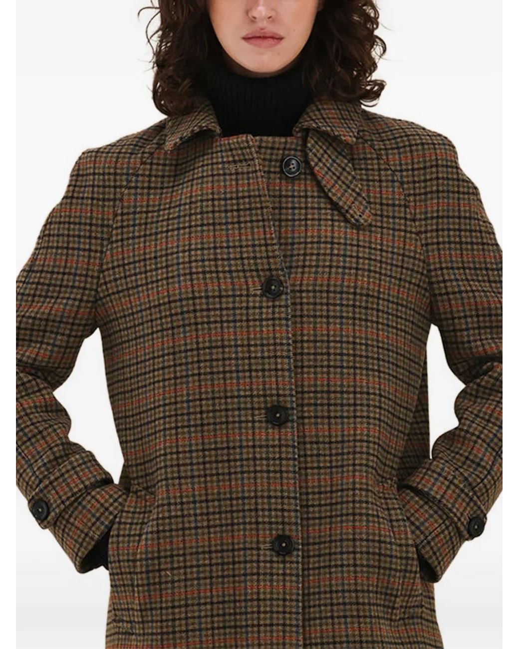 Fortela Brown Check-Pattern Single-Breasted Coat