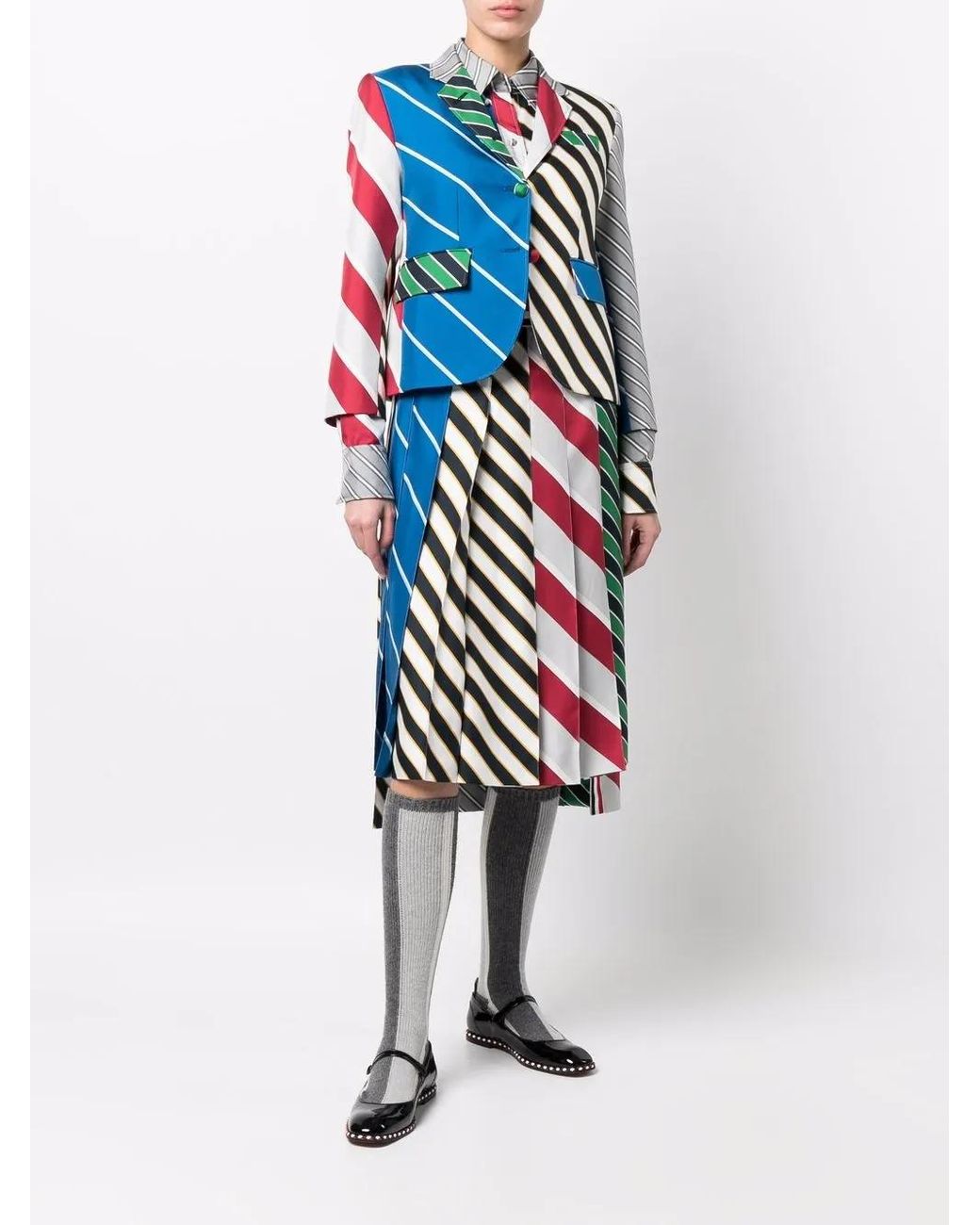 Thom Browne Blue Multi Stripe-Print Blazer