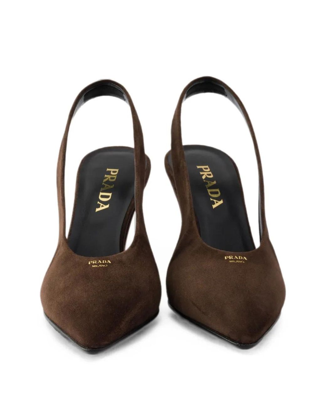 Prada Brown Escarpins En Daim À Bride Arrière