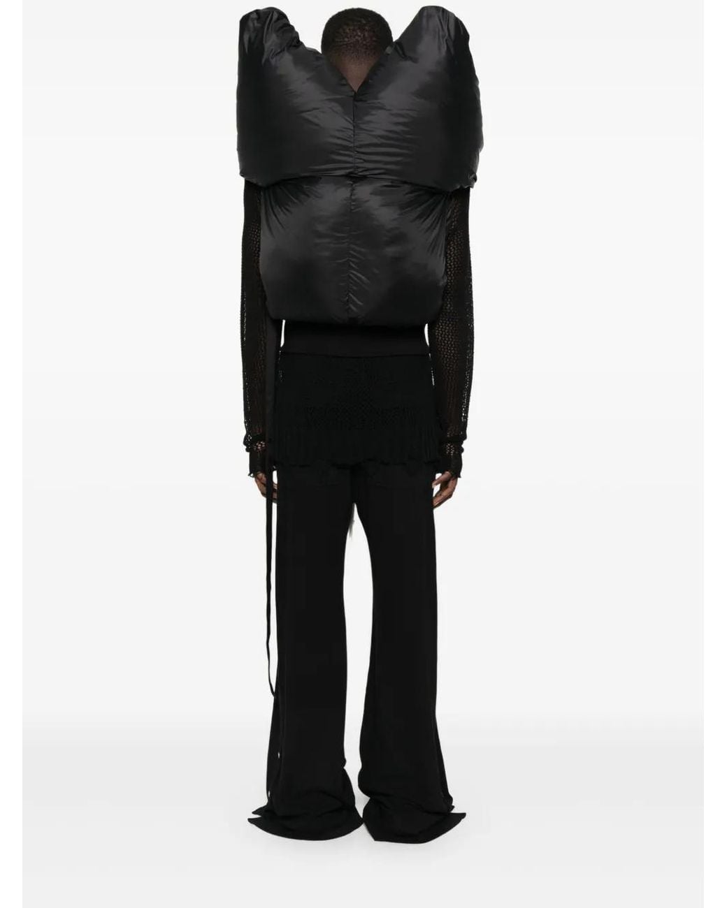 Rick Owens Black Padded Hooded Vest for men