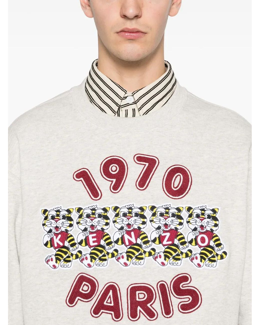 KENZO White Tiger-Print Crewneck Sweatshirt for men