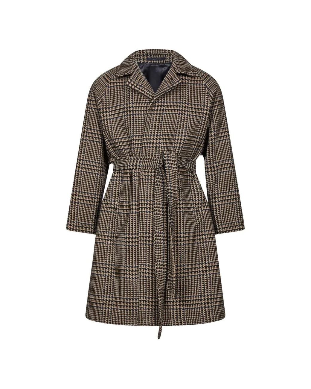Tagliatore Gray Salomon Houndstooth-Pattern Belted Coat for men