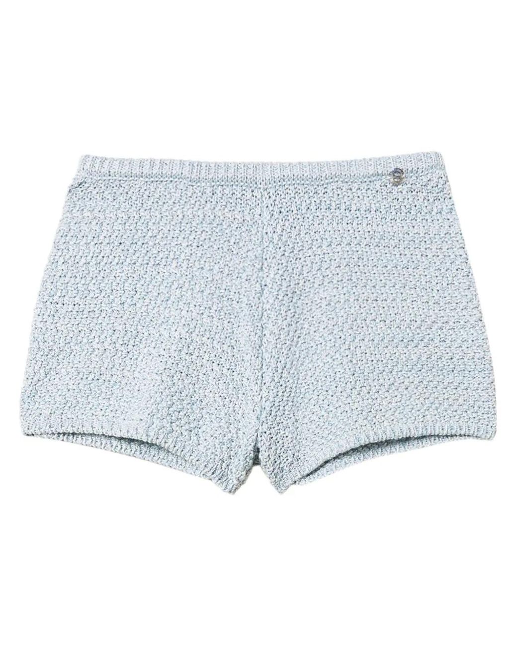 Twinset Blue Textured Knit Shorts