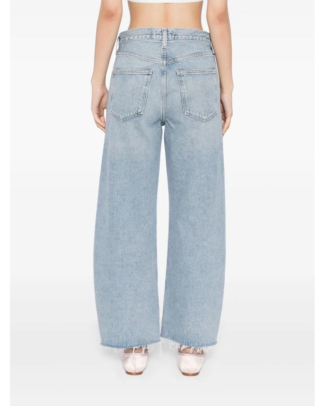 Agolde Blue Low Curve Fray Jeans