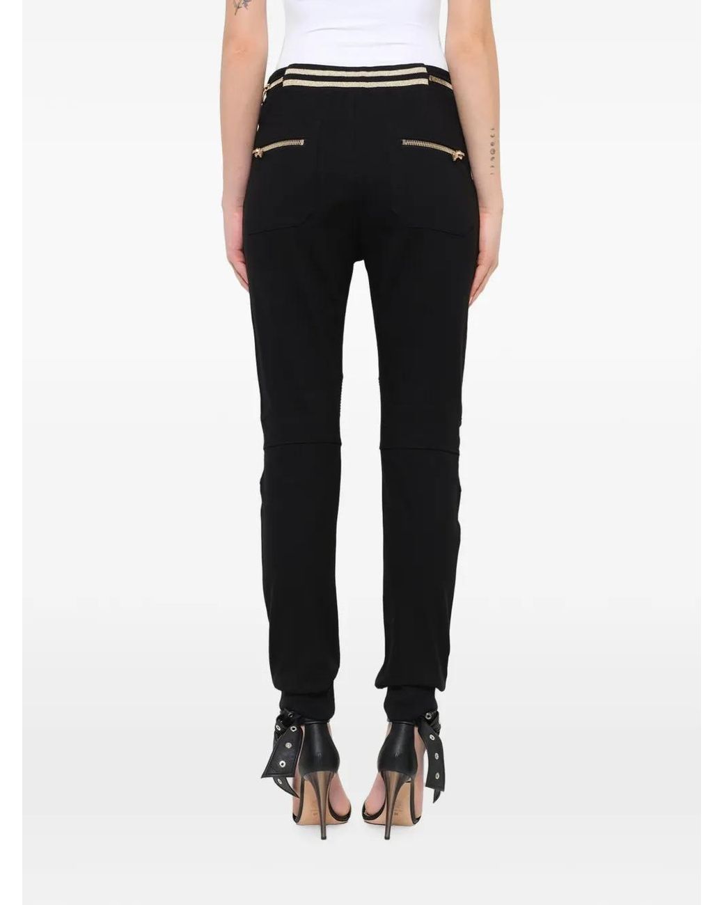 Balmain Black Biker Jersey Trousers