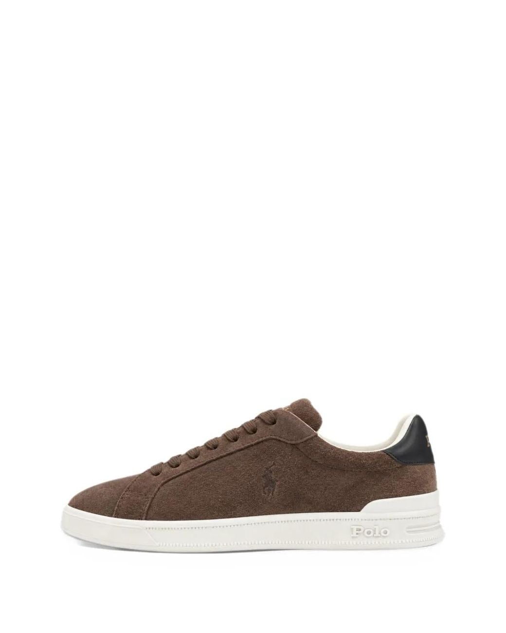 Polo Ralph Lauren Brown Suede Logo-Embroidered Sneakers for men