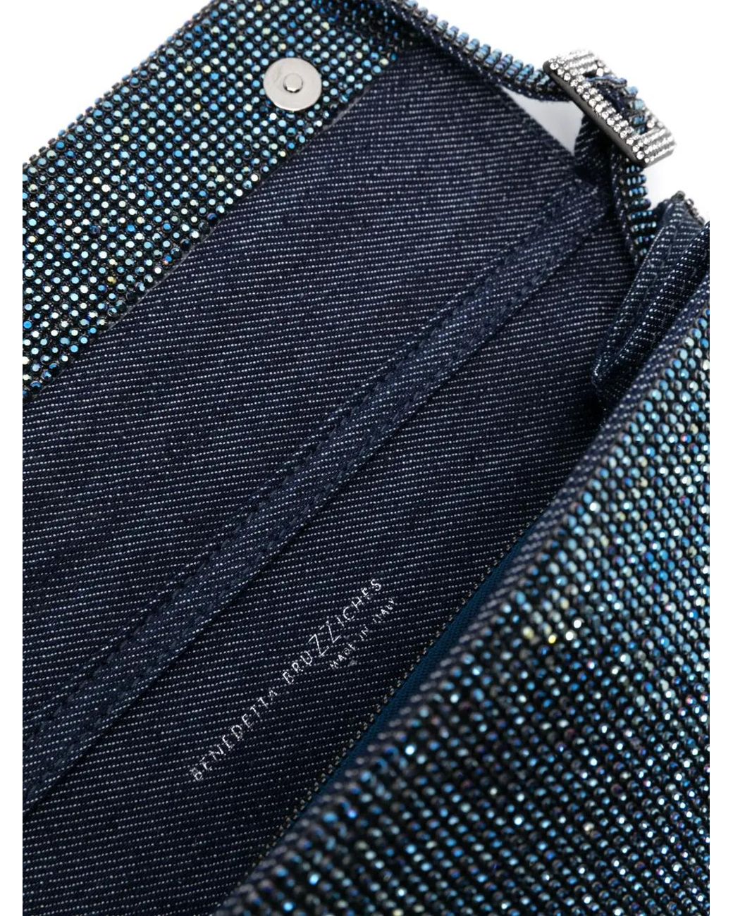 Benedetta Bruzziches Blue Vittissima La Grande Crystal-Embellished Crossbody Bag