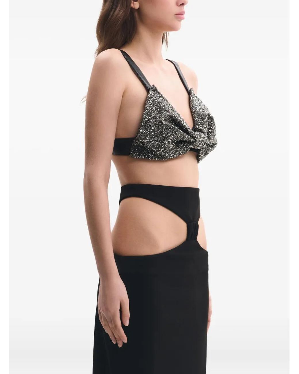 Lika Black Bow-Embellished Cut-Out Blouse