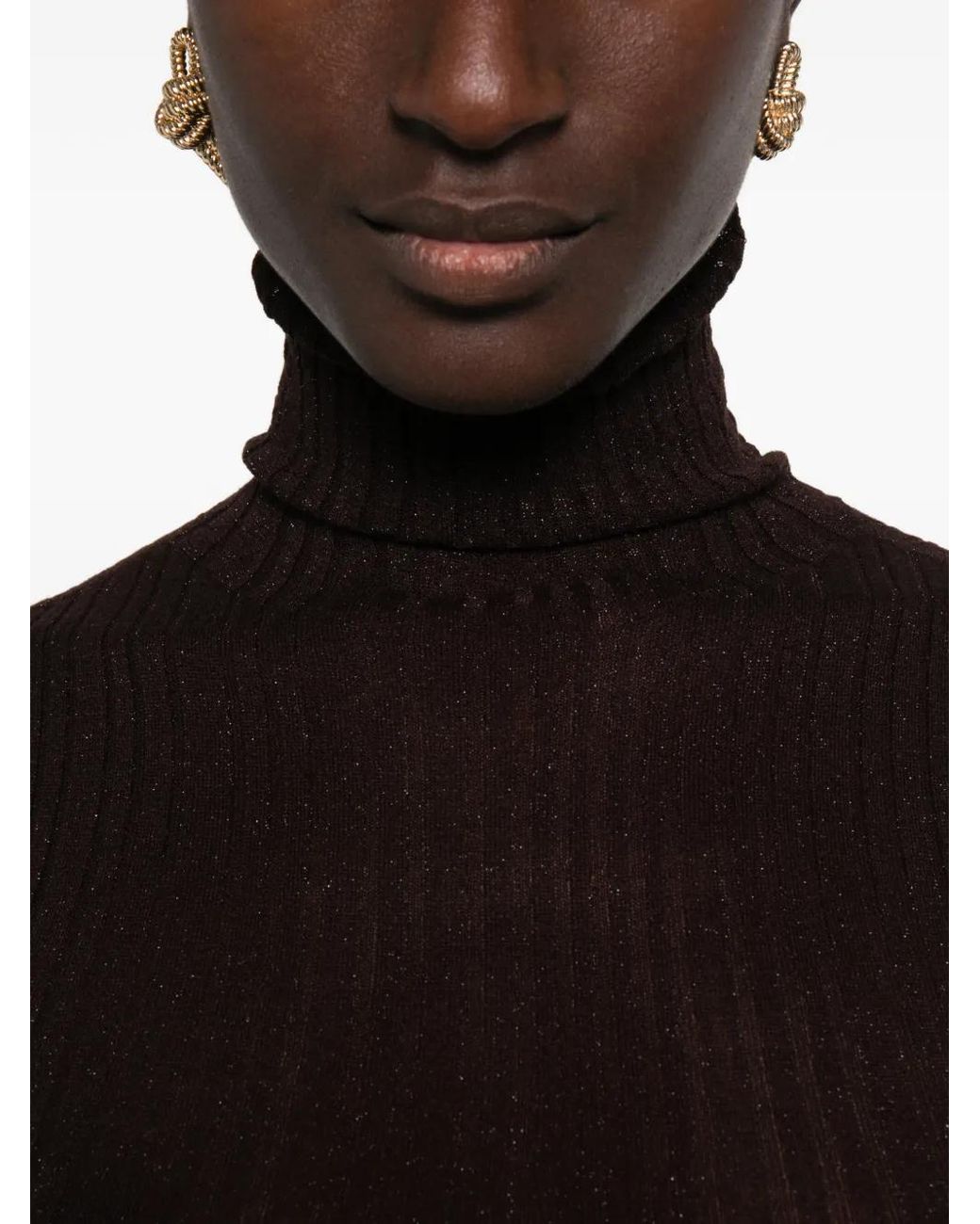 Pull Côtelé À Col Roulé AROVESCIO en coloris Black