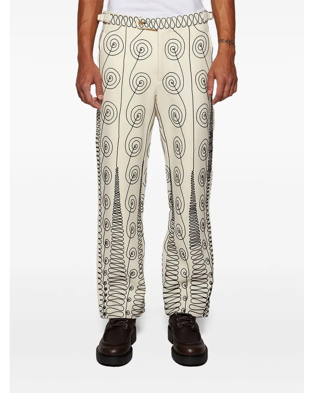 Bode Gray Quillwork Trousers for men
