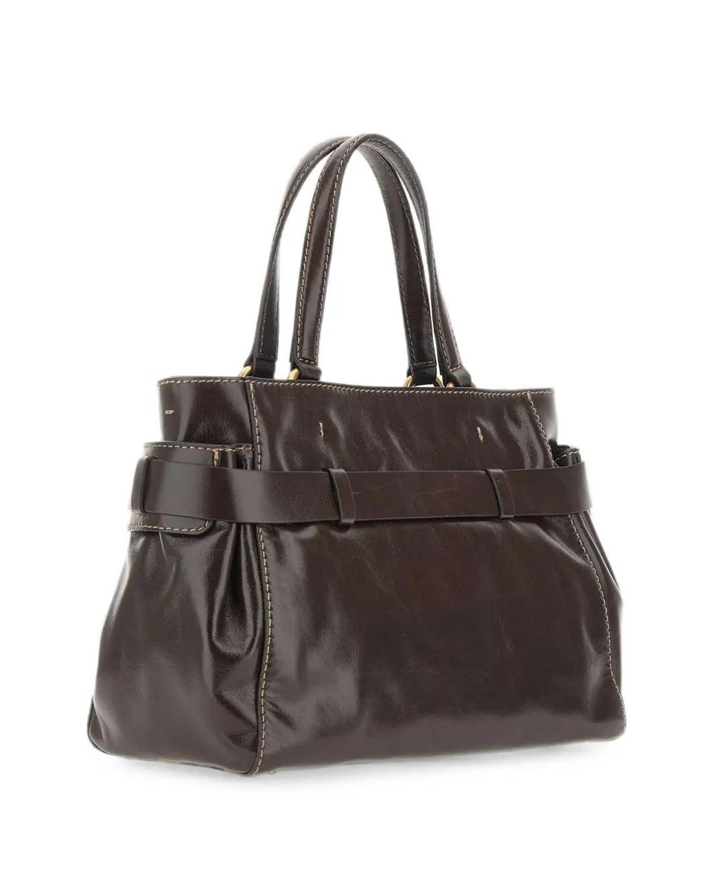 Gianni Chiarini Black Sac Cabas Miranda En Cuir À Taille Ceinturée