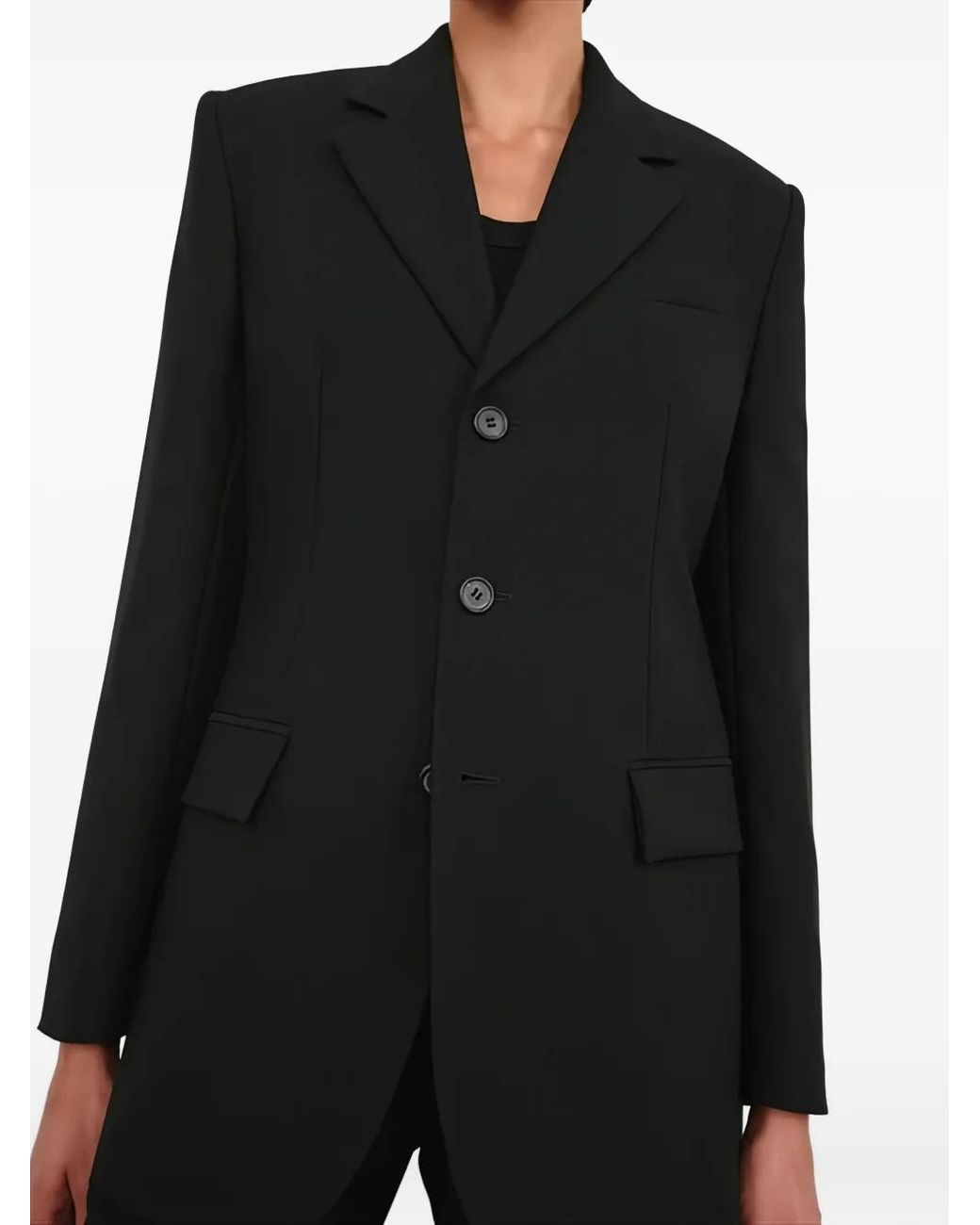 Wardrobe NYC Black Buttoned Notch-Lapel Blazer