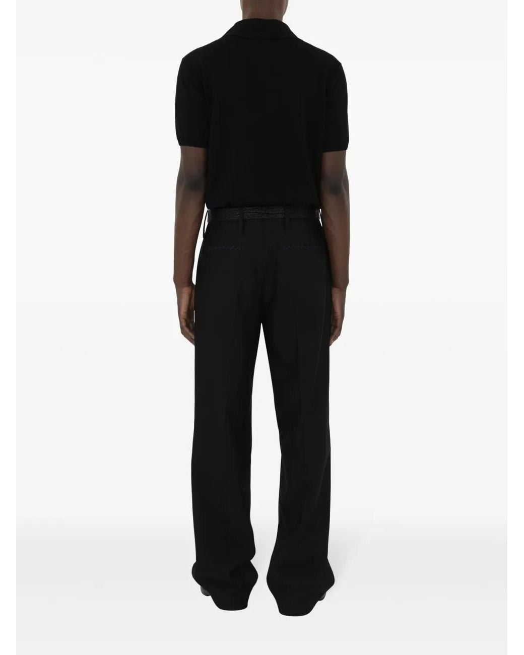 Burberry Black Short-Sleeve Wool Polo Shirt for men