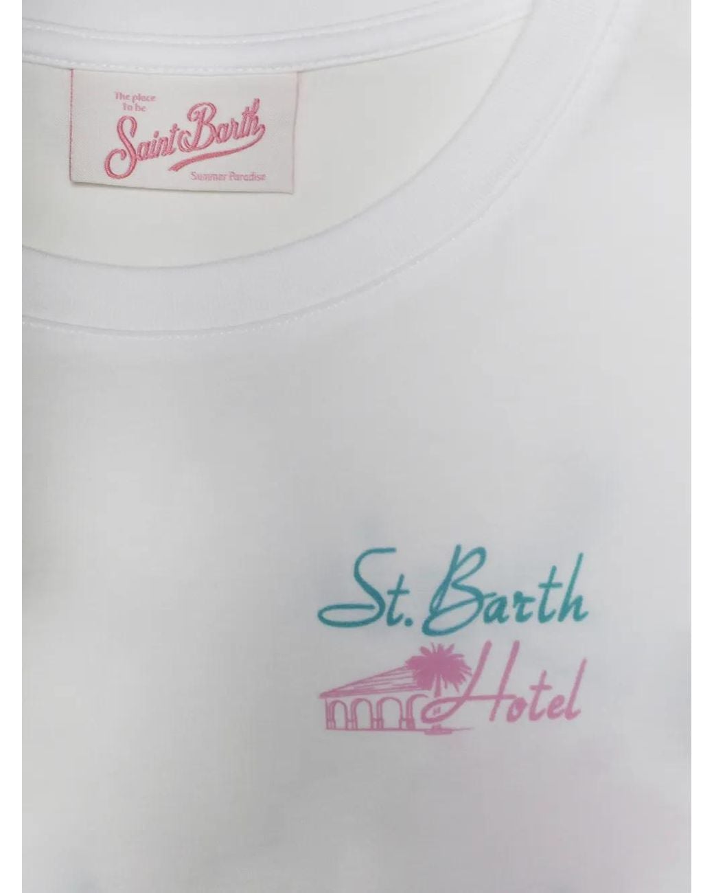 Mc2 Saint Barth White Logo-Print Fringed Mini Dress