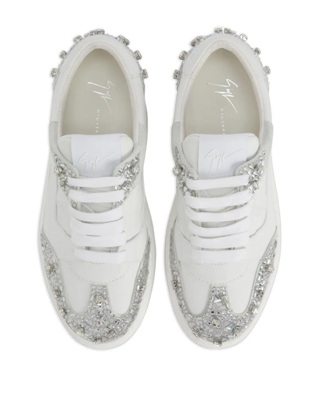 Giuseppe Zanotti White Gz94 Bead-Rhinestone Sneakers for men
