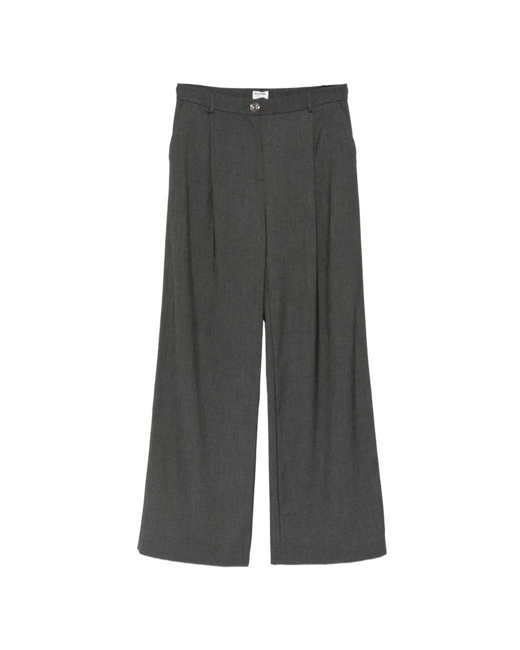 Blugirl Blumarine Gray Pleated Logo-Button Trousers