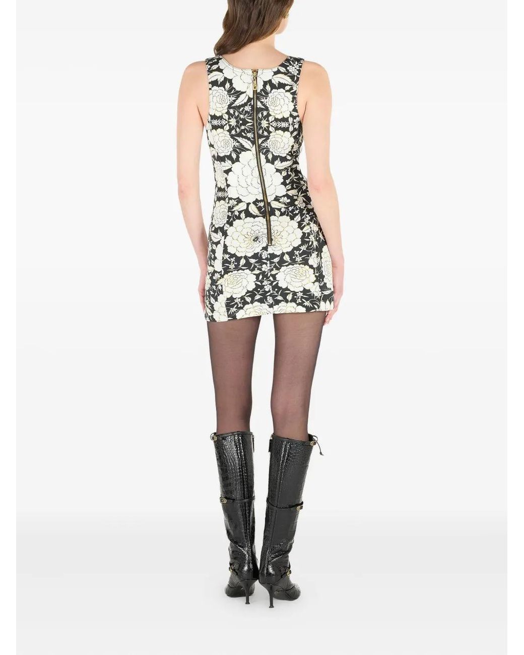 Roberto Cavalli White Floral Lace-Up Mini Dress