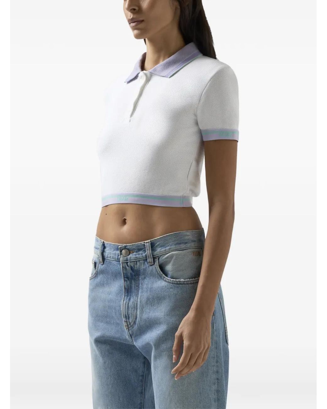 Gcds White Logo-Trim Polo Top