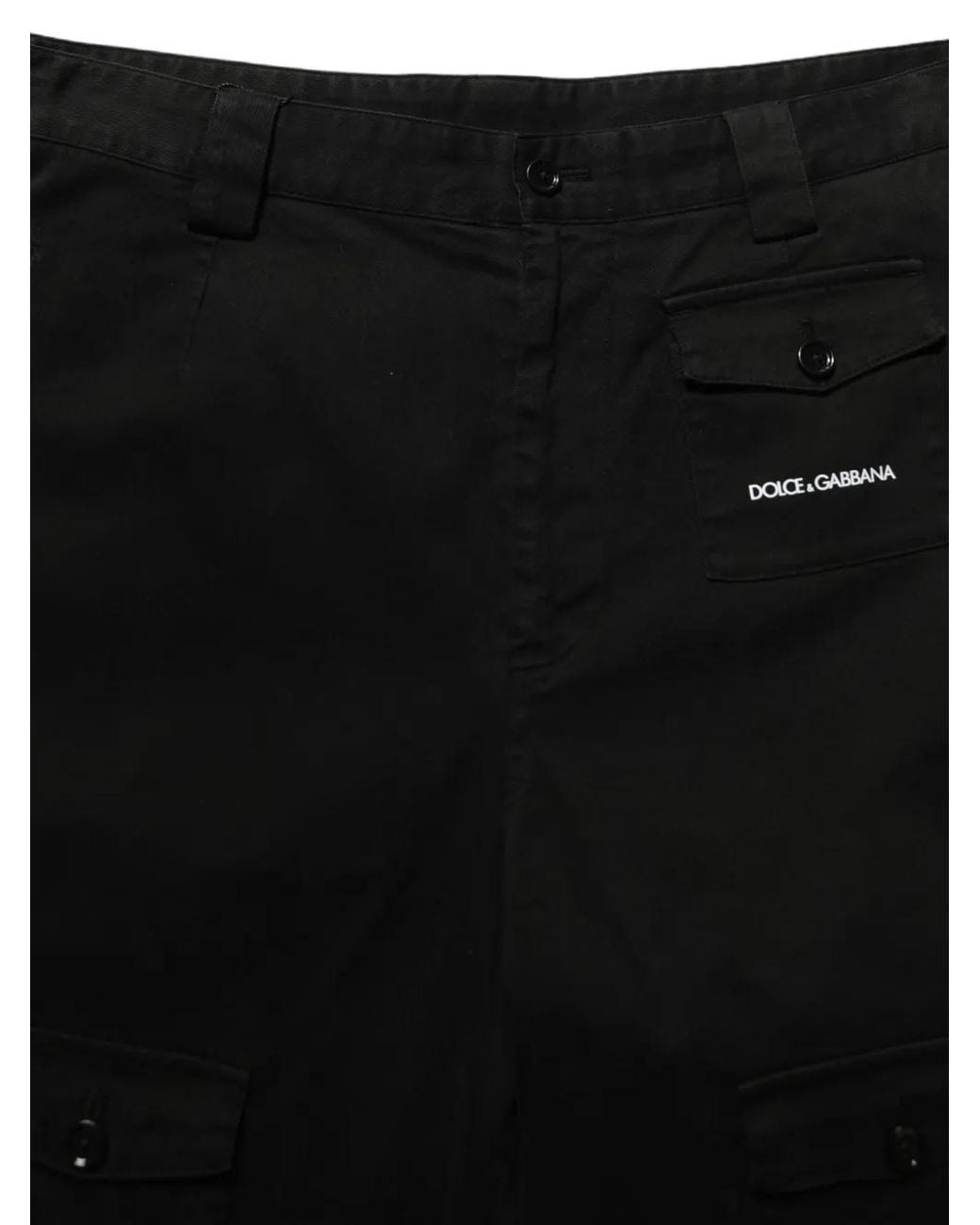 Dolce & Gabbana Black Logo-Print Cargo Pants for men