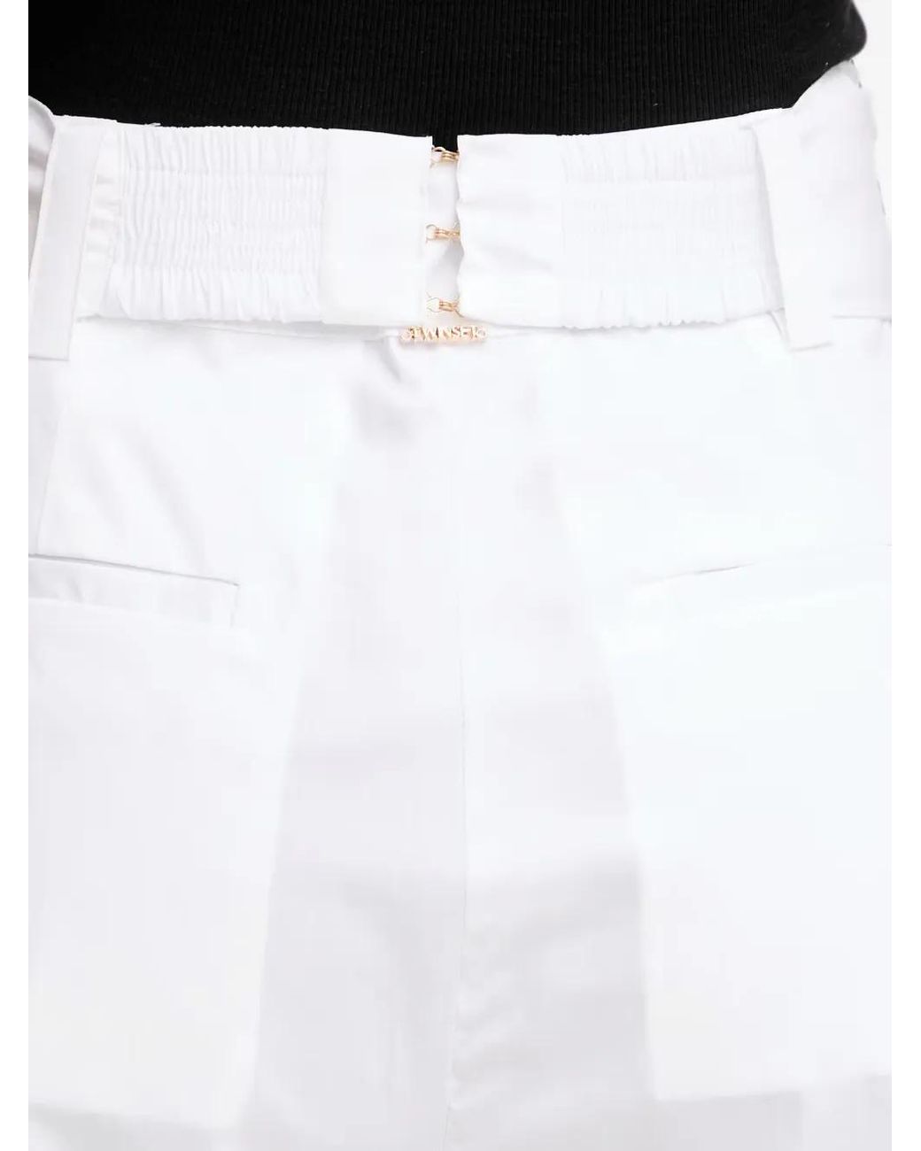 Twinset White Pleated Wide-Leg Trousers