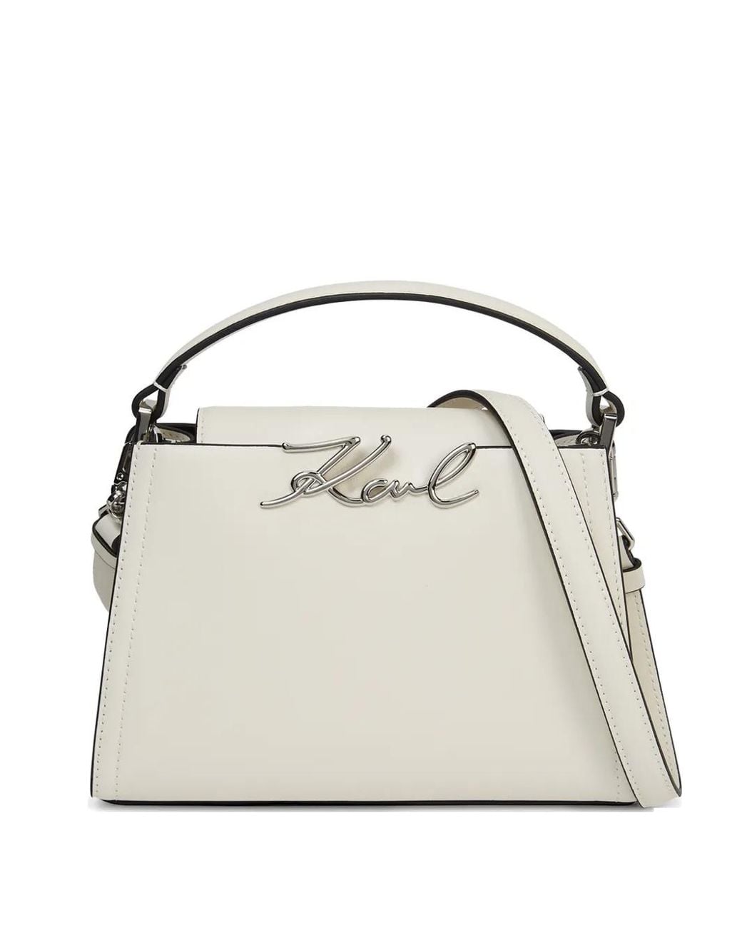 Karl Lagerfeld White K/Signature Top-Handle Crossbody Bag