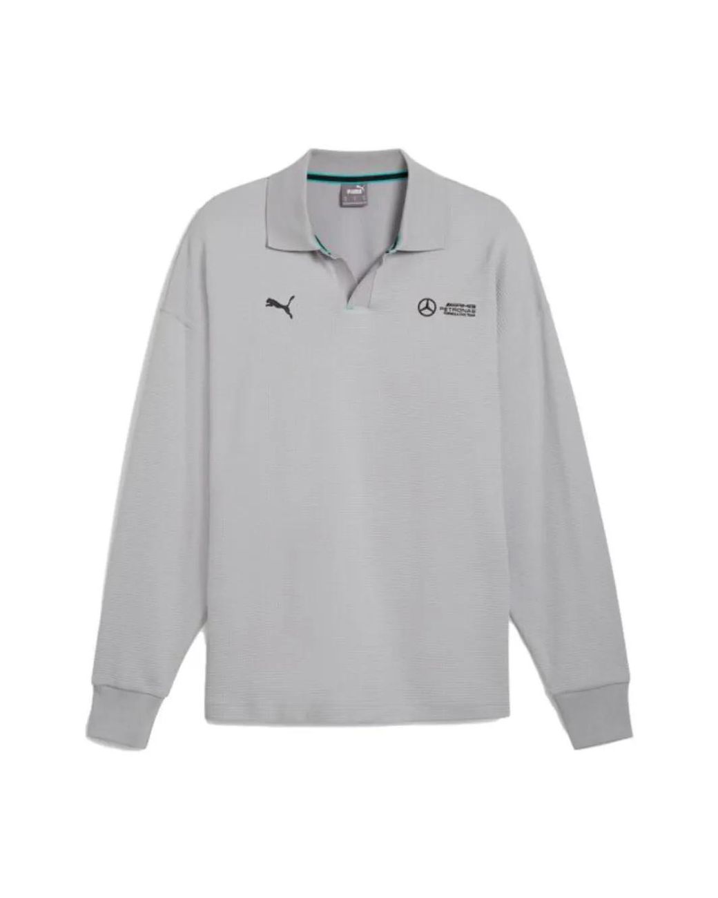 PUMA Gray X Mercedes Amg Petronas F1 Team Logo-Embroidered Polo Shirt for men