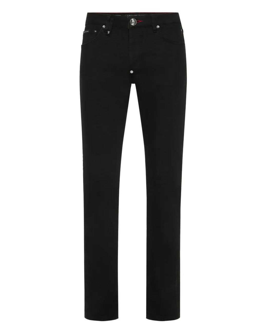 Philipp Plein Black Denim Trousers Super Straight Cut Skulls for men